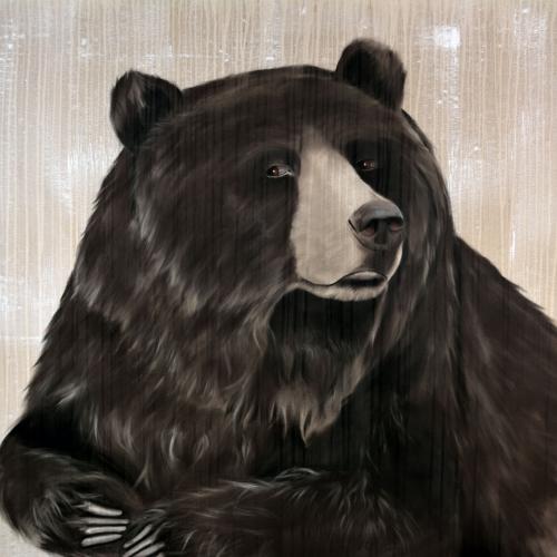  ours brun grizzly Thierry Bisch artiste peintre contemporain animaux tableau art décoration biodiversité conservation 